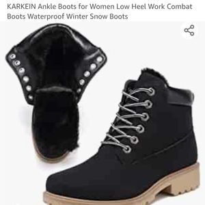 Karkein jet black with tan bottom combat snow boots from Amazon size 7.5 womens